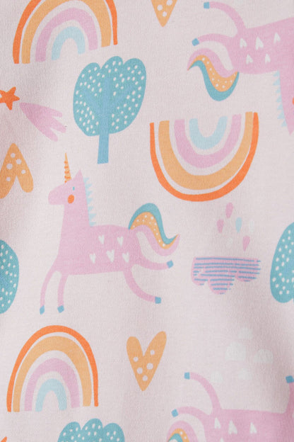 Long Sleeve Bodysuits 4-Pack, Rainbow Unicorn Print, Pink Teal - 5