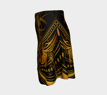 Golden Portal High Waist Flare Skirt