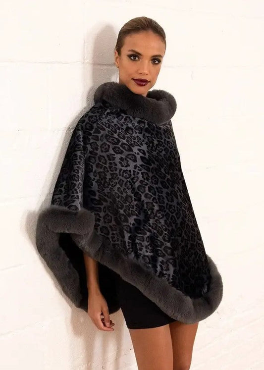 Gray Leopard Poncho