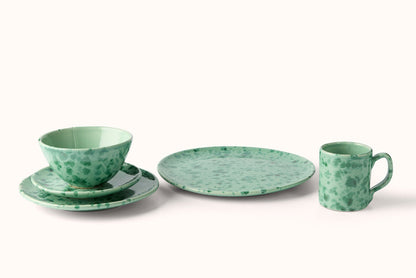 GREEN ON GREEN SPLATTERWARE DINNERWARE