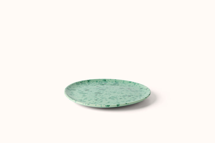 GREEN ON GREEN SPLATTERWARE DINNERWARE