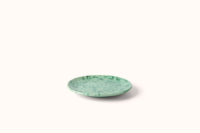 GREEN ON GREEN SPLATTERWARE DINNERWARE