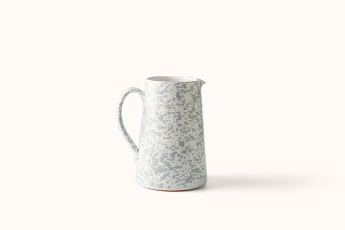 GREY ON WHITE SPLATTERWARE WATER PITCHER