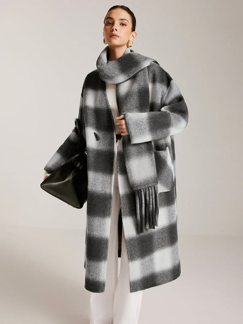 Hamida Checked Wool Longline Coat