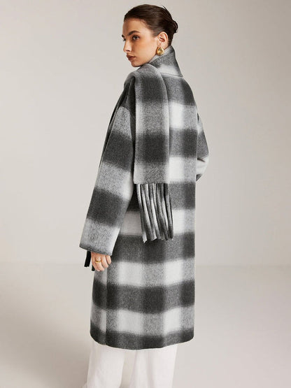 Hamida Checked Wool Longline Coat