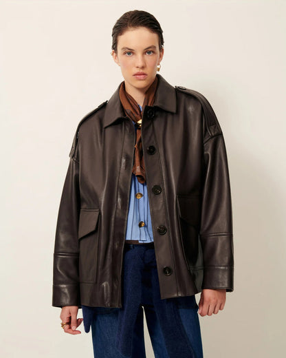 Hamida Luxe Chic Rexine Leather Jacket-2