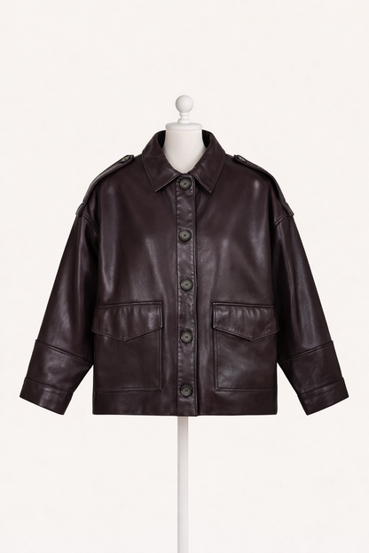 Hamida Luxe Chic Rexine Leather Jacket-2