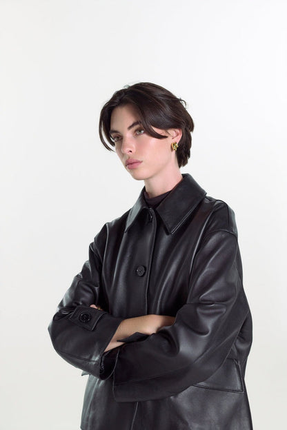 Hamida Slim Rexine Leather Jacket