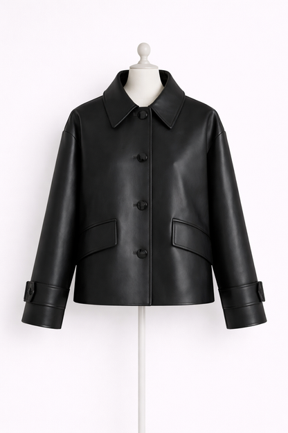 Hamida Slim Rexine Leather Jacket