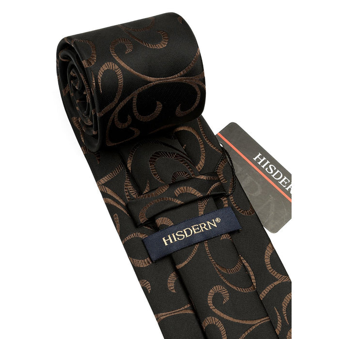 Paisley Tie Handkerchief Set - A25-BLACK/BROWN