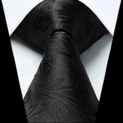 Floral 3.4 inch Tie Handkerchief Set - 10-BLACK