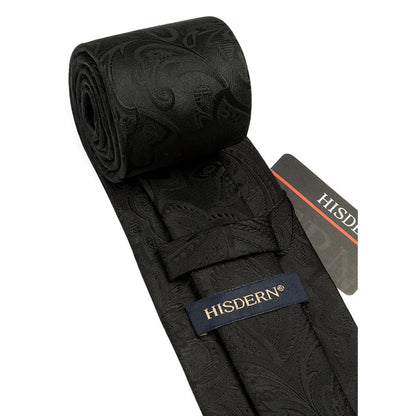 Floral 3.4 inch Tie Handkerchief Set - 10-BLACK