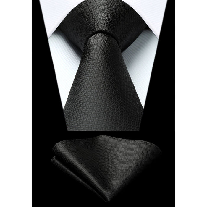 Houndstooth Tie Handkerchief Set - C1-BLACK