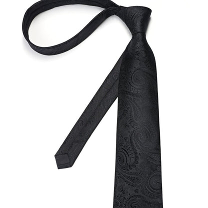 Paisley Tie Handkerchief Cufflinks - BLACK