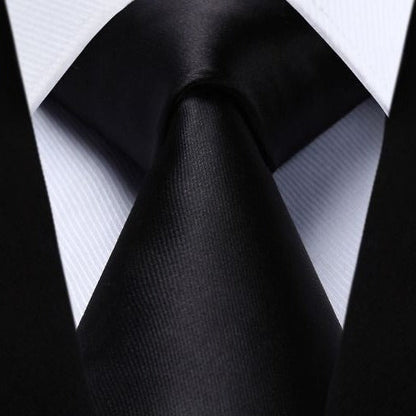 Solid Tie Handkerchief Set - BLACK