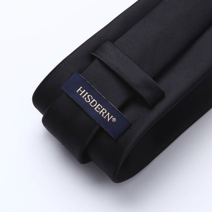 Solid Tie Handkerchief Set - BLACK
