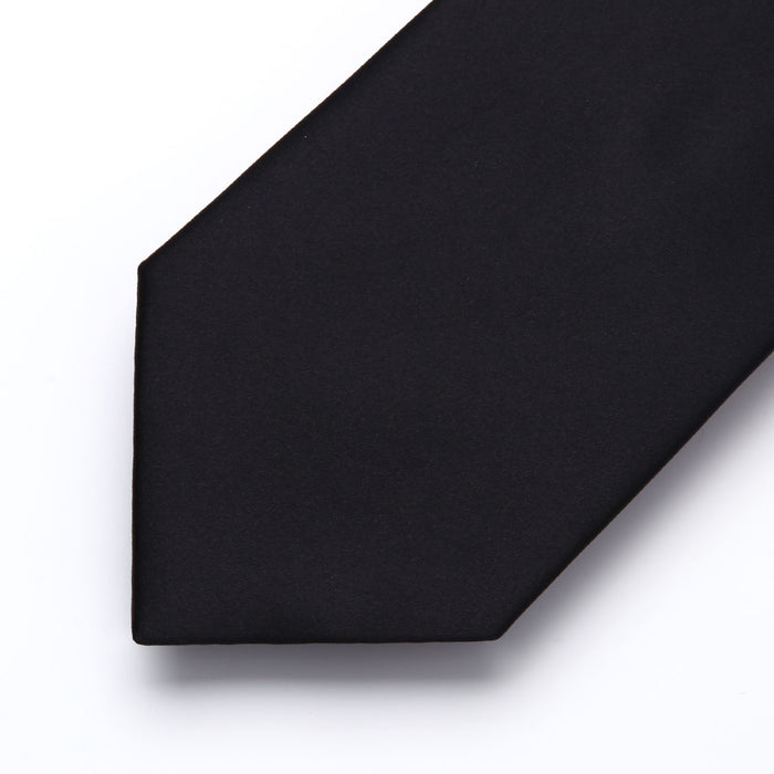 Solid Tie Handkerchief Set - BLACK