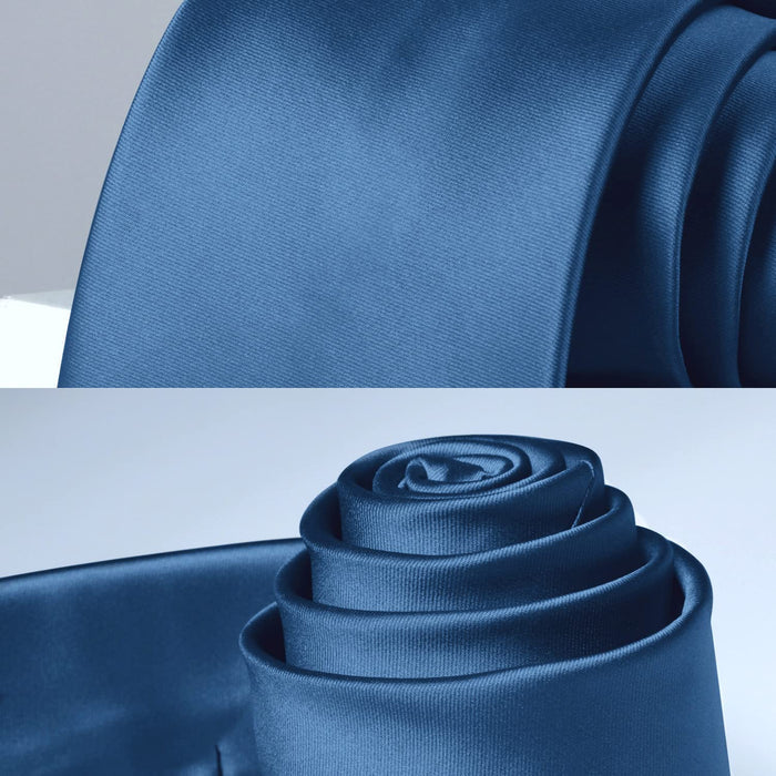 Solid Tie Handkerchief Set - BLUE ASHES