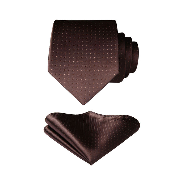 Polka Dot Tie Handkerchief Set - A14-BROWN
