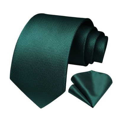 Plaid Tie Handkerchief Set - C4-GREEN