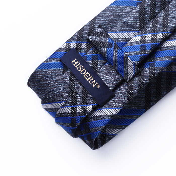 Plaid Tie Handkerchief Set - D-GRAY/BLUE