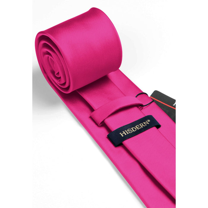 Solid Tie Handkerchief Set - A1-HOT PINK