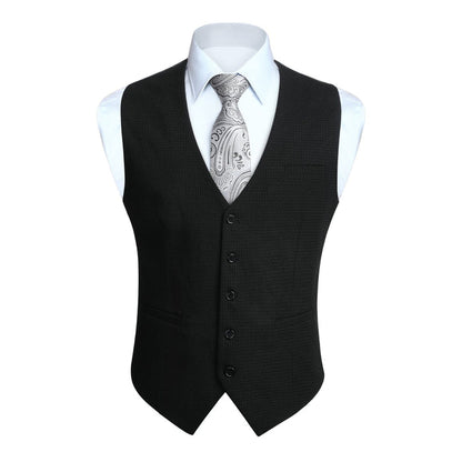 Plaid Slim Vest - A1-BLACK