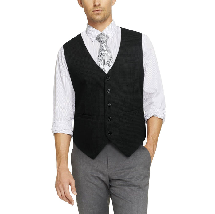 Plaid Slim Vest - A1-BLACK