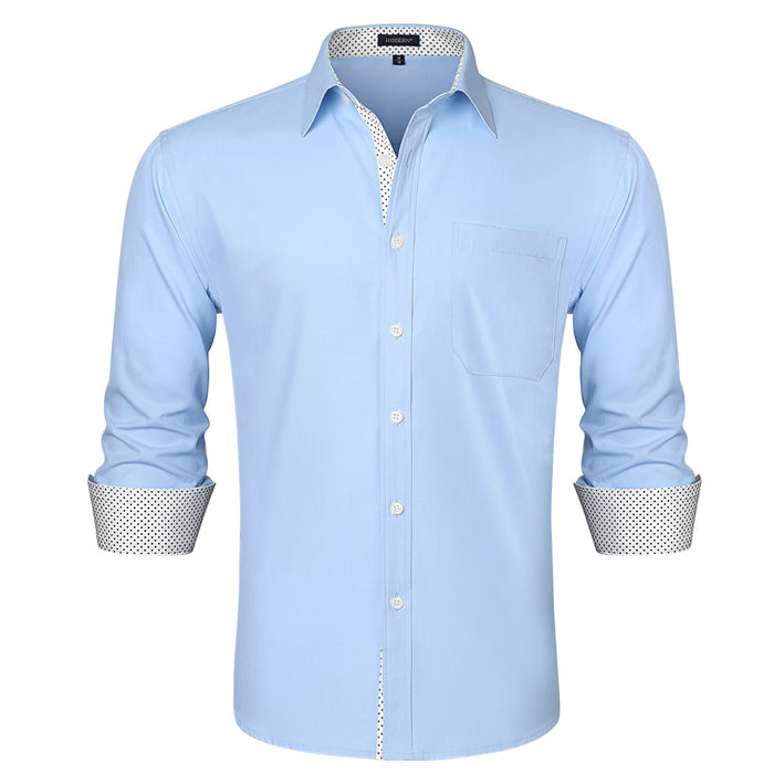 Casual Formal Shirt with Pocket - F-BLUE/WHITE