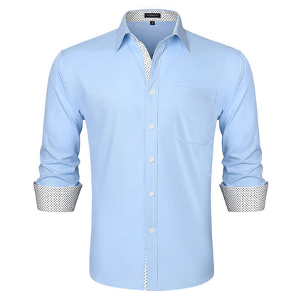 Casual Formal Shirt with Pocket - F-BLUE/WHITE
