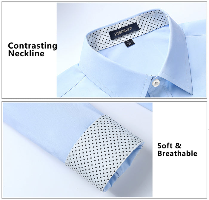 Casual Formal Shirt with Pocket - F-BLUE/WHITE