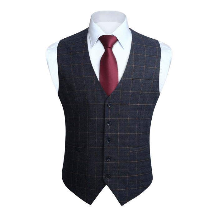 Plaid Slim Vest - B-CHARCOAL