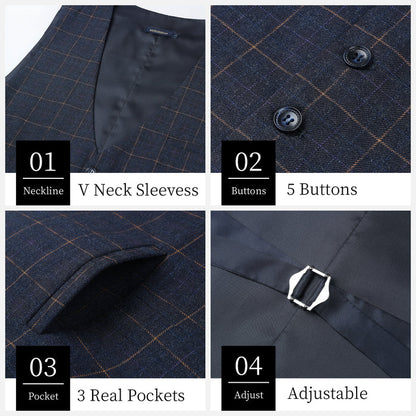 Plaid Slim Vest - B-CHARCOAL