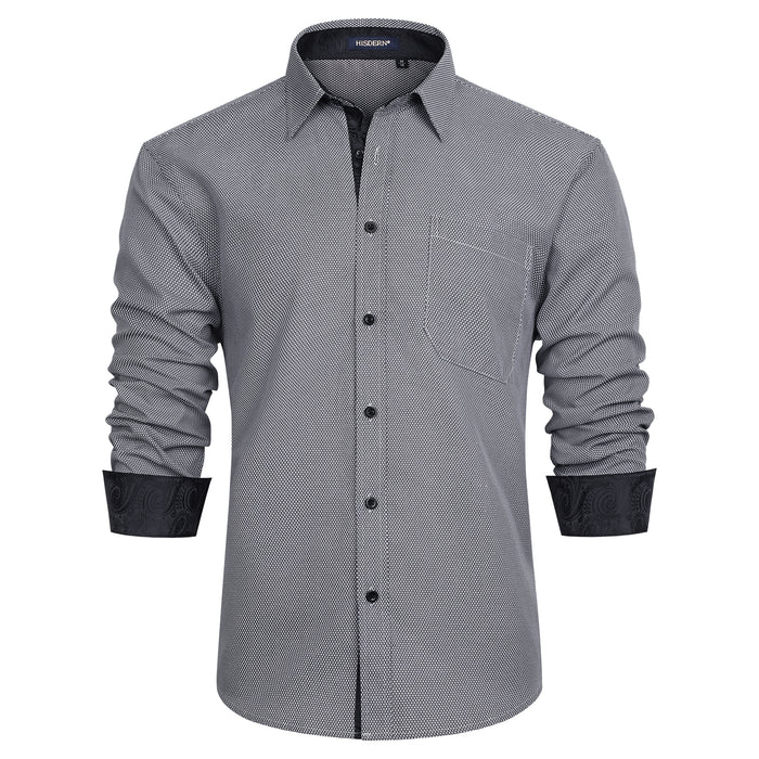 Casual Formal Shirt with Pocket - C-GREY3