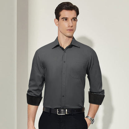 Men's Dress Shirt with Pocket - GREY-1
