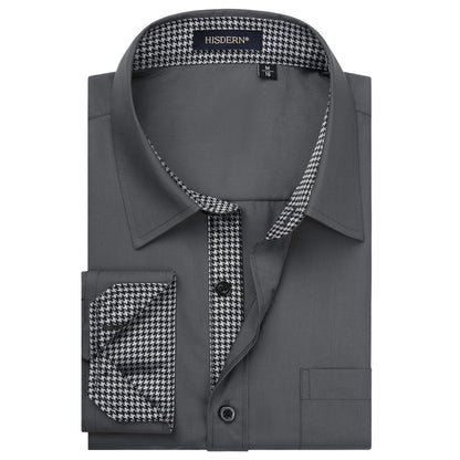 Casual Formal Shirt with Pocket - C-GREY1
