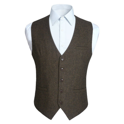 Formal Suit Vest - A-KHAKI-SMOOTH BACK