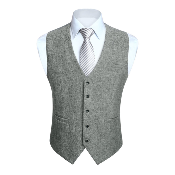Plaid Slim Vest - A5-LIGHT GREY