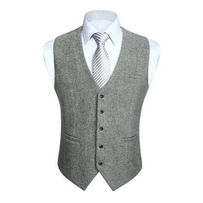 Plaid Slim Vest - A5-LIGHT GREY
