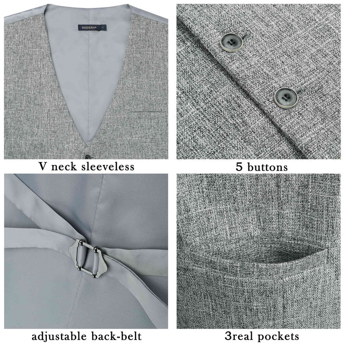 Plaid Slim Vest - A5-LIGHT GREY