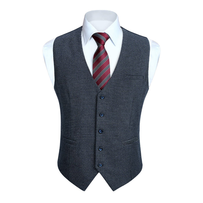 Plaid Slim Vest - B7-NAVY BLUE