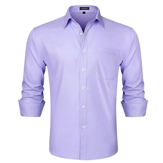 Men's Dress Shirt with Pocket - H-PURPLE-1