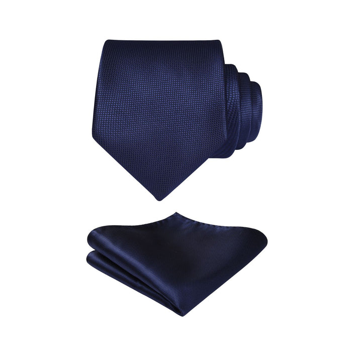 Houndstooth Tie Handkerchief Set - B-NAVY BLUE