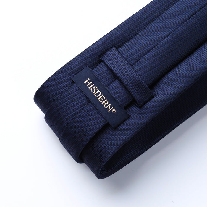 Houndstooth Tie Handkerchief Set - B-NAVY BLUE