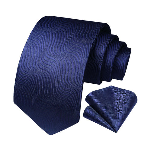 Houndstooth Tie Handkerchief Set - A-13 NAVY BLUE