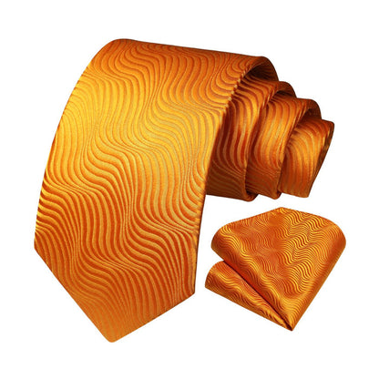 Houndstooth Tie Handkerchief Set - D-04 ORANGE
