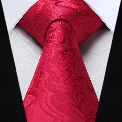 Floral 3.4 inch Tie Handkerchief Set - 10-RED PAISLEY
