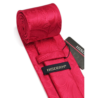 Floral 3.4 inch Tie Handkerchief Set - 10-RED PAISLEY