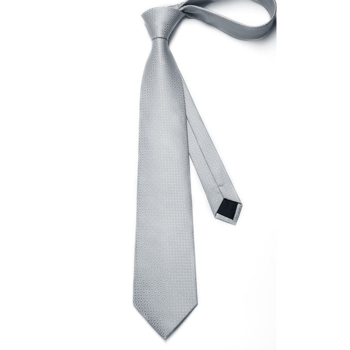 Stripe Tie Handkerchief Cufflinks - A03-SILVER