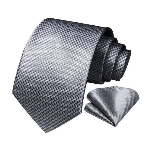 Polka Dot Tie Handkerchief Set - A4-GREY/SILVER